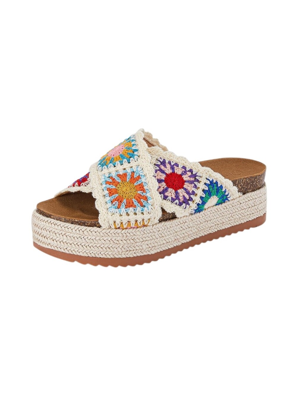 Coutgo Crochet Platform Wedge Espadrille Sandals Size 7.5 NEW!! - Picture 2 of 8